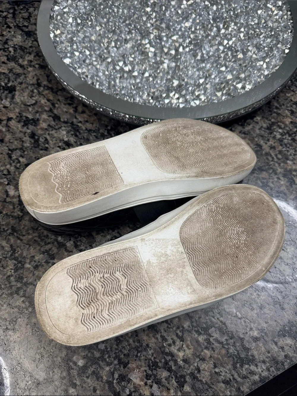 Steve Madden Black Quilted Slip-On Sneakers with White Sole 8.5